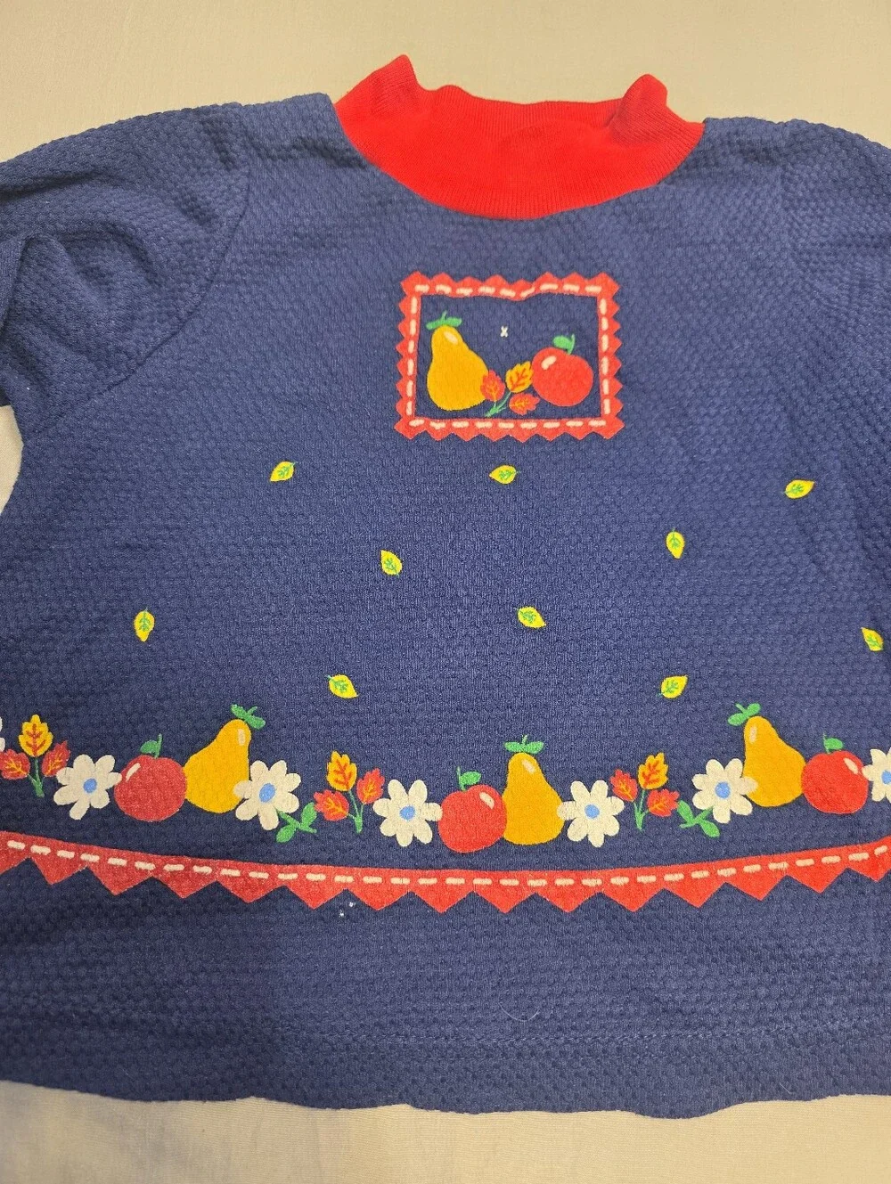 1990s Vintage Kids Healthtex Navy Fruit Shirt